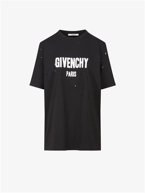 givenchy paris destroyed t-shirt pink|T.